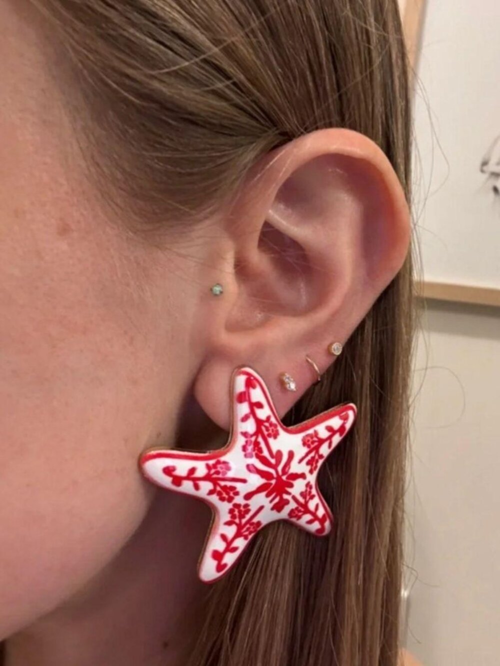 The Bethany in blue Painted starfish Nantucket cape cod stud earrings star